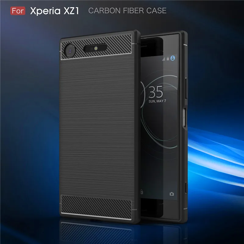 Dla Sony Xperia XZ1 G8341 G8342 przypadku z włókna węglowego silikon TPU skóry miękka tylna pokrywa etui na telefony dla Sony Xperia XZ1 G8341 G8342