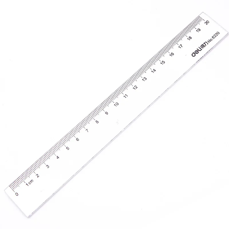 Deli 20cm Transparent Plastic Straight Ruler CM Scale Artist Measure Drawing Tool Student Stationery Gift Office School Supply