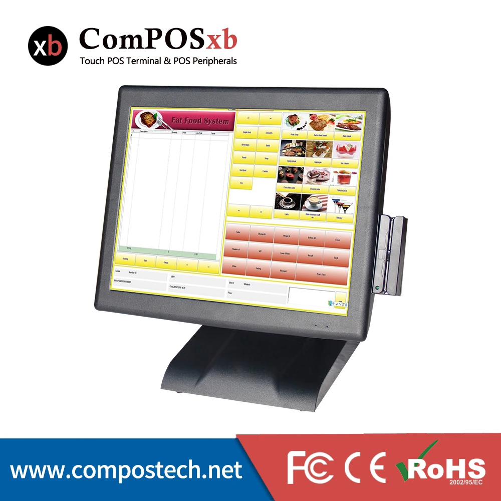 Compostech pos all in one pos machine 15'' resistive touch screen pos system for sale