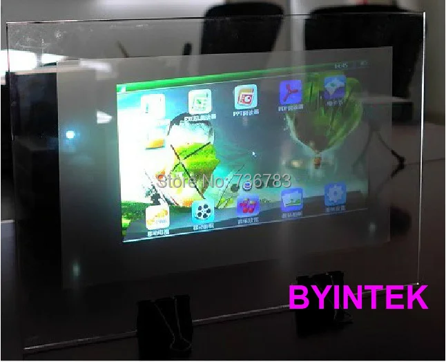 BYINTEK hologram 3D projector screen,holographic rear adhesive film projection  film foil for window shop church hotel hall