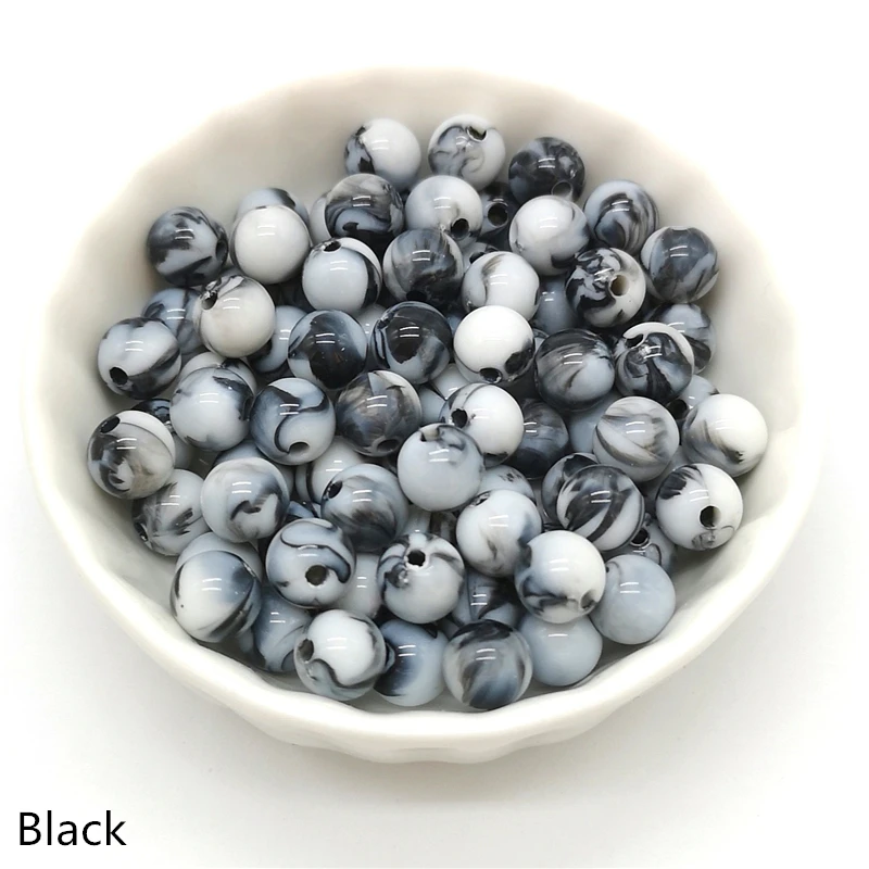 50pcs 8mm Round Shape Beads Jewelry Making Acrylic  Multicolor Loose Bead  DIY Accessory #A16-26
