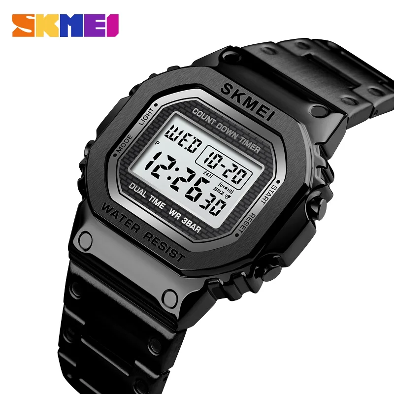 SKMEI Fashion Sport Watch Men Digital Watches 3Bar Waterpoof Alarm Clock Alloy Case Digital Men Watches reloj hombre 1456