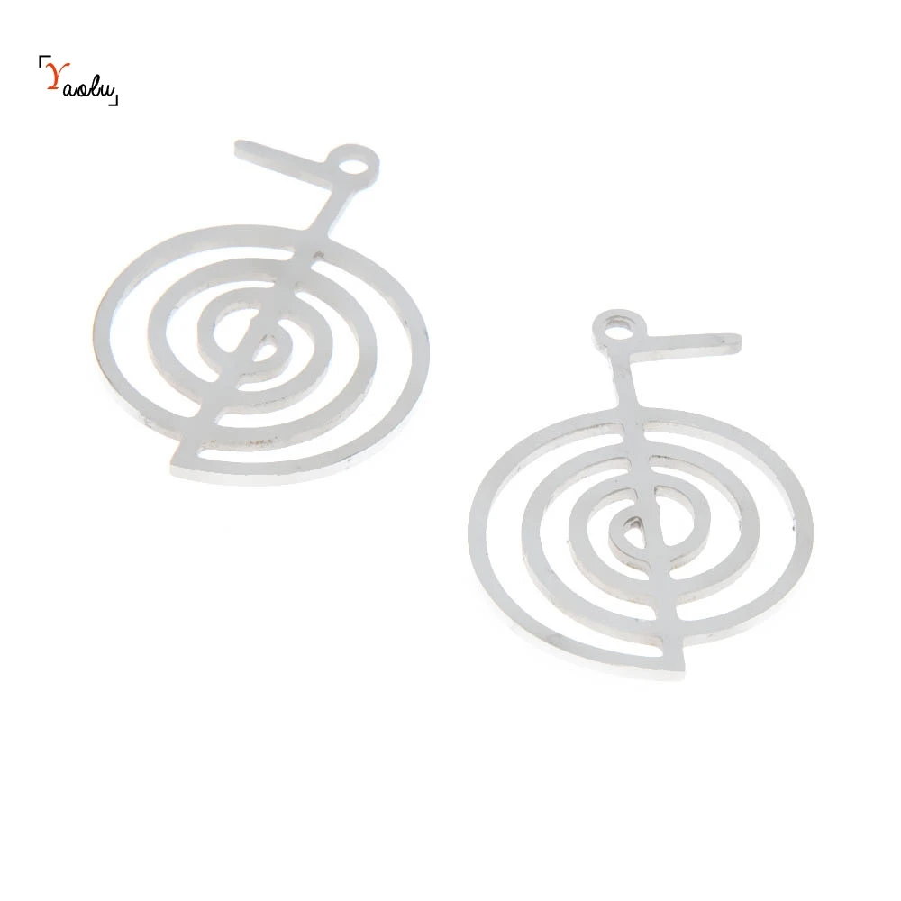 5pcs/lot Reiki Cho Ku Rei Reiki Symbol charm Reiki Healing Art Attunement symbol Stainless steel Charm pendant 31x21mm