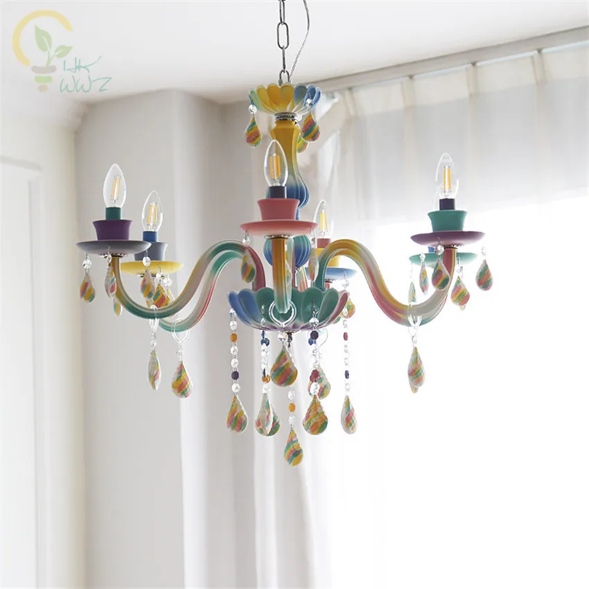 

Modern Colourful Led Chandeliers Living Room lustres de cristal Deco Children's Chandeliers Home Lighting Indoor Lamps