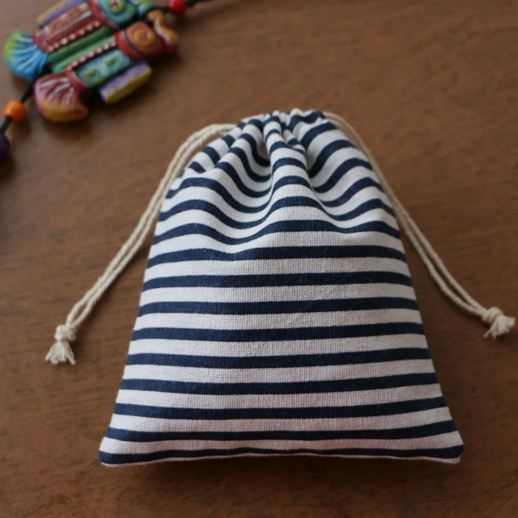 

Chinese Handmade Storage bag travel bag 10Pcs Stripe Drawstring Jewelry Gift Bags Cotton Packing BAGS