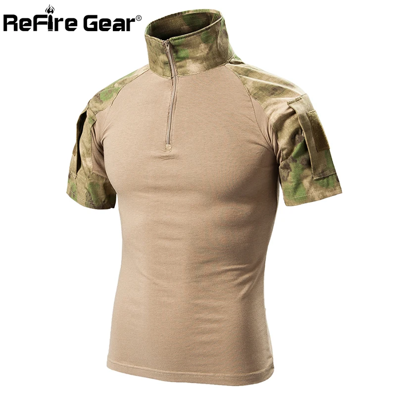 Summer Camouflage Army Tactical T Shirt Men Short Sleeve Soldiers Combat Military T-shirt Multicam Clothing Cotton Camo T Shirts