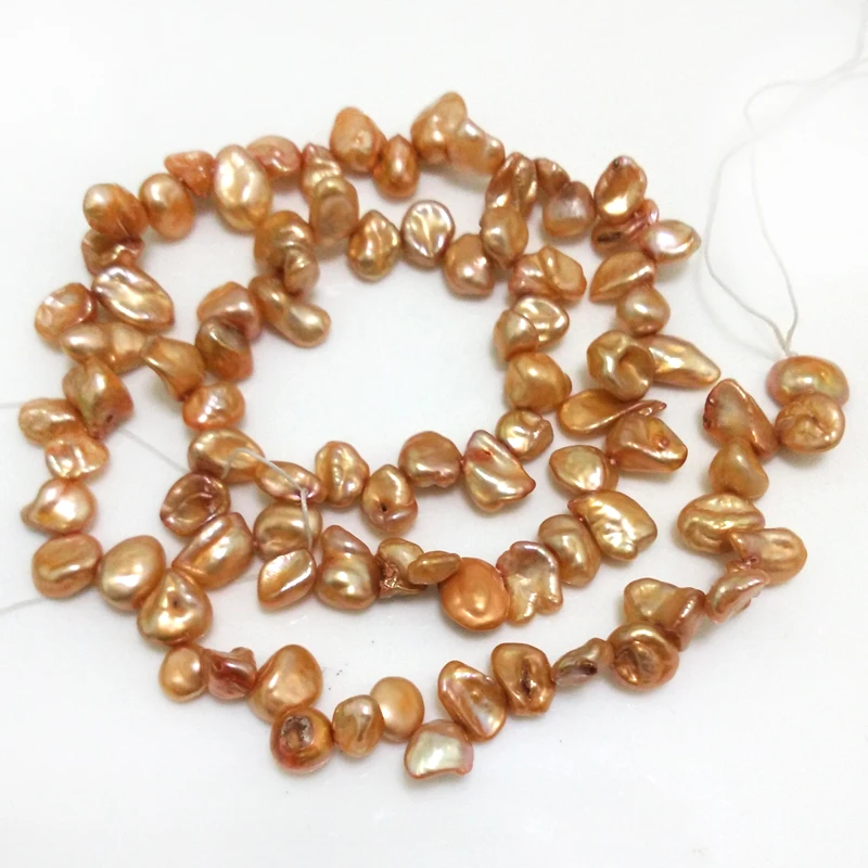 16 inches 8-9mm Orange Side Drilled Natural Keshi Pearls Loose Strand