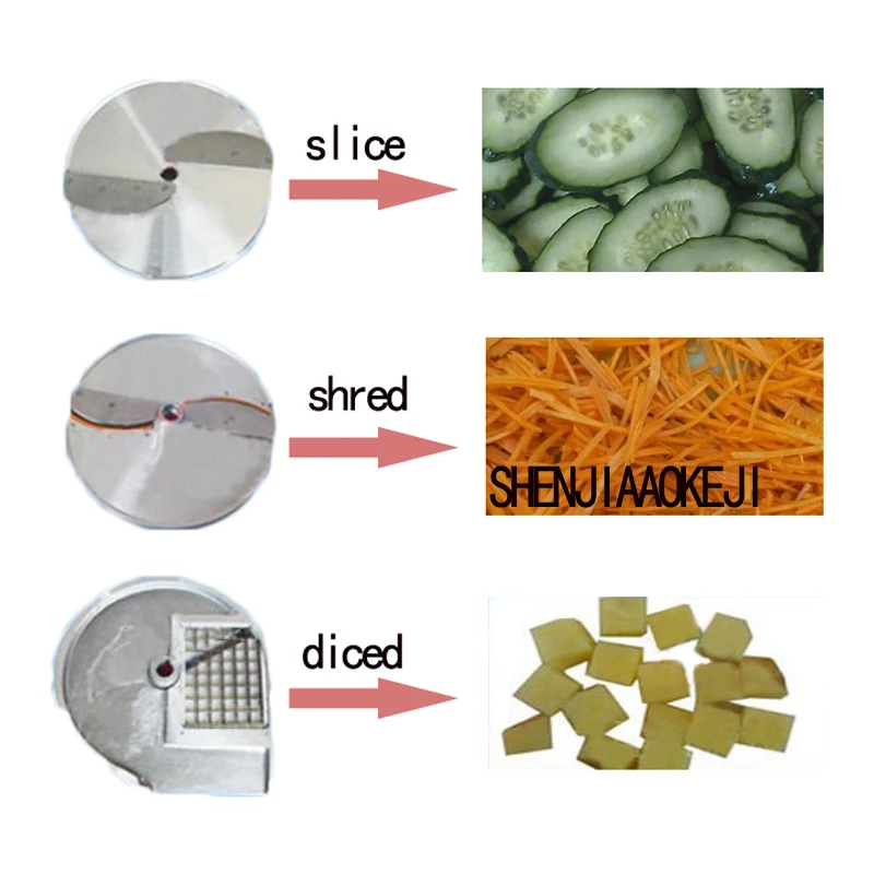 TJ-312A Vertikale edelstahl zerkleinern slicing maschine küche ausrüstung 220 V 750 W karotte hufeisen würfeln schneiden maschine 1 pc