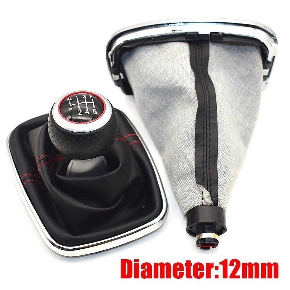 5 / 6 Speed Shifter Manual Gear Shift Knob Gaitor Boot for Volkswagen VW MK4 Golf 4 IV GTI R32 Jetta Bora Red Stitch 12mm view 5