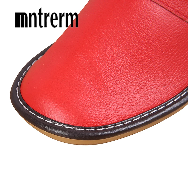 Mntrerm Men Slippers Spring And Autumn Genuine Leather Home Indoor Non - Slip Thermal Slippers 2020 New Hot Outside Home Shoes