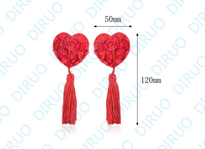 Body jewelry nipple ring  Fashion Tassel Heart Red roses taste sticker sexy repeated use chest sticker to classic Nipple cover