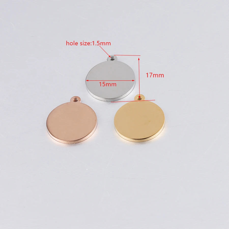 Fnixtar 20Pcs 10/15/20/25mm Stainless Steel Round Blank Stamping Plated Discs Mirror Polish Charms For DIY Custom Making Jewelry