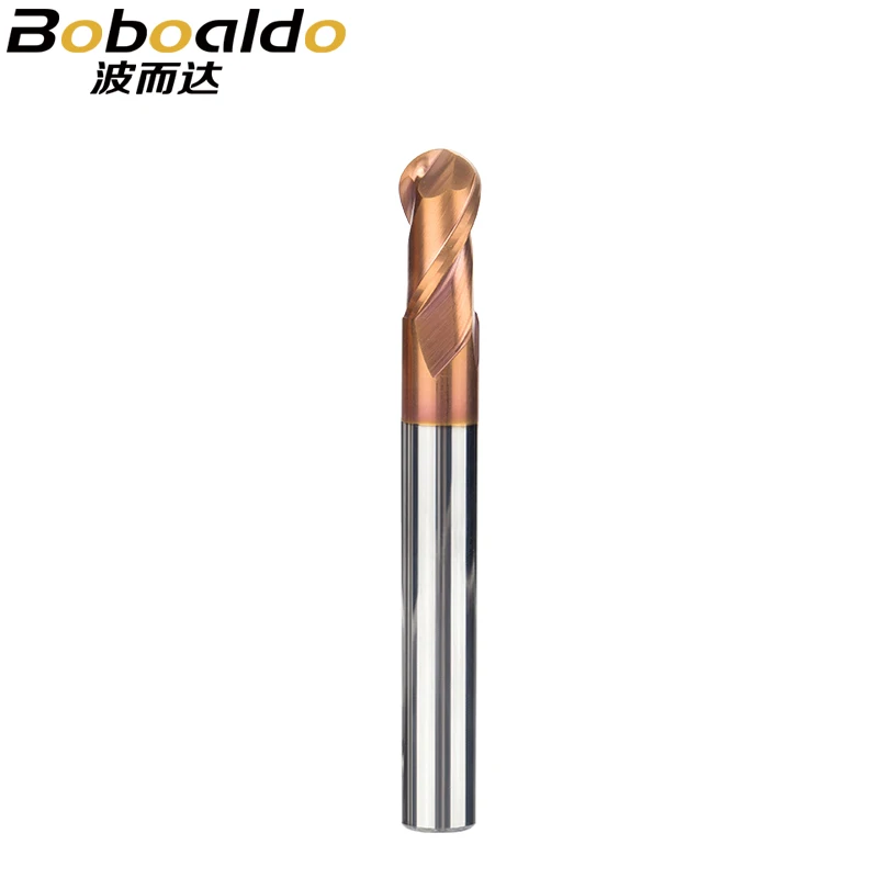 1PC HRC55 Ultrafine Tungsten Carbide Cutter CNC Tool Alloy Coating End Mill 2 Flutes Ball Milling Cutter Steel Copper