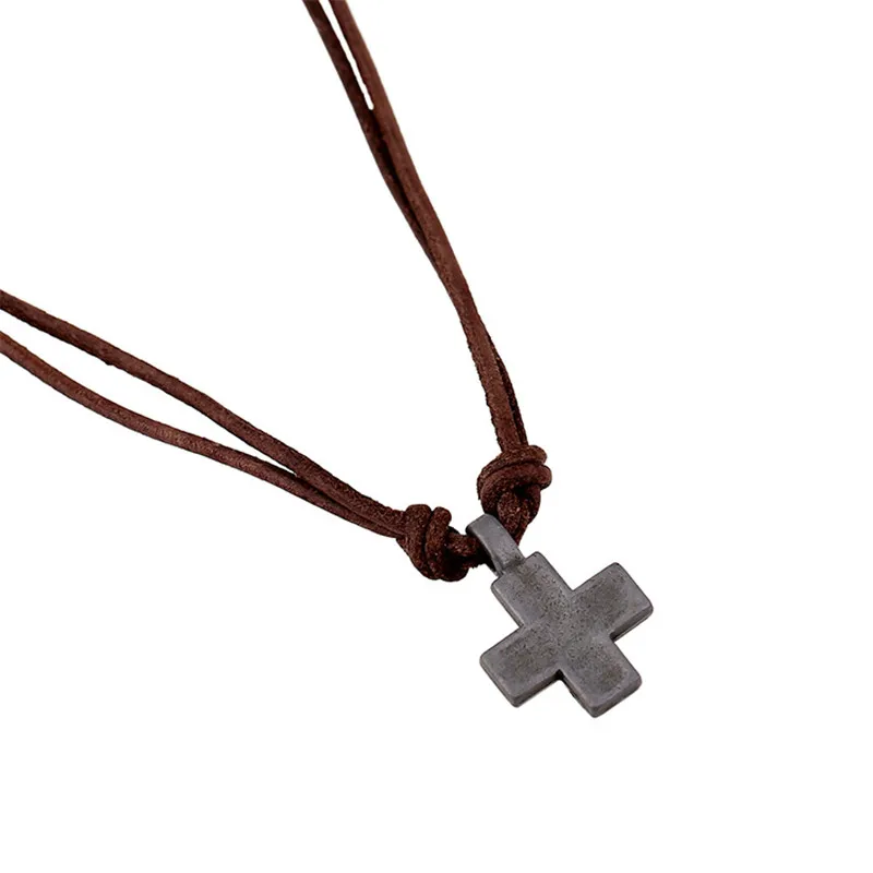 ZORCVENS New Fashion Collars Leather Vintage Alloy Cross Pendants Necklaces for Women Men Jewelry