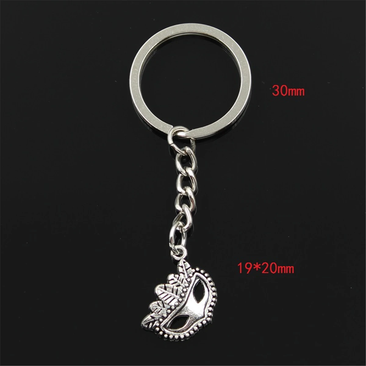 Nowe mody mężczyzna 30mm brelok DIY metalowy uchwyt do łańcuszka Vintage maska na przyjęcie Masquerade Mardi Gras 19x20mm srebrny kolorowy wisiorek prezent — zdjęcie 4