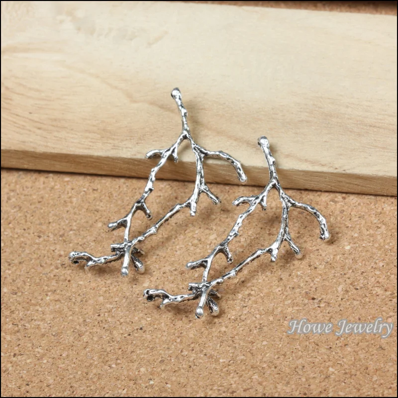 

30 pcs Vintage Charms Branch Pendant Antique silver Fit Bracelets Necklace DIY Metal Jewelry Making