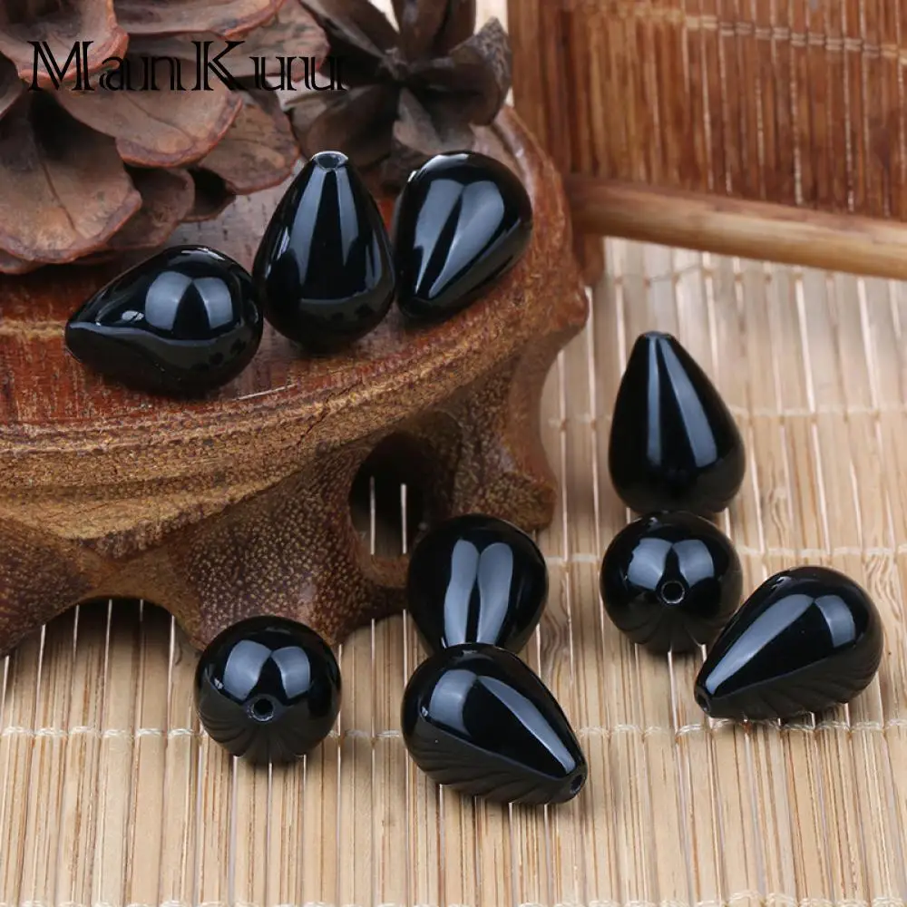 SHINYGEM Natural Stone Handmade Beads Simple Water Drop Shape 13*18mm Fashion Round Smooth Jewelry Making Fine Wholesale 10PCS