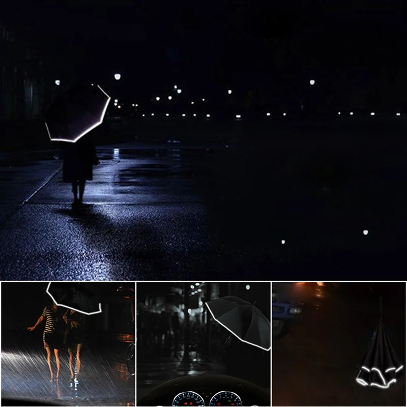 Van Gogh Starry Night Reverse Umbrella Double Layer Inverted Parasol Rain Women Strong Windproof Fluorescent Strips Paraguas Men