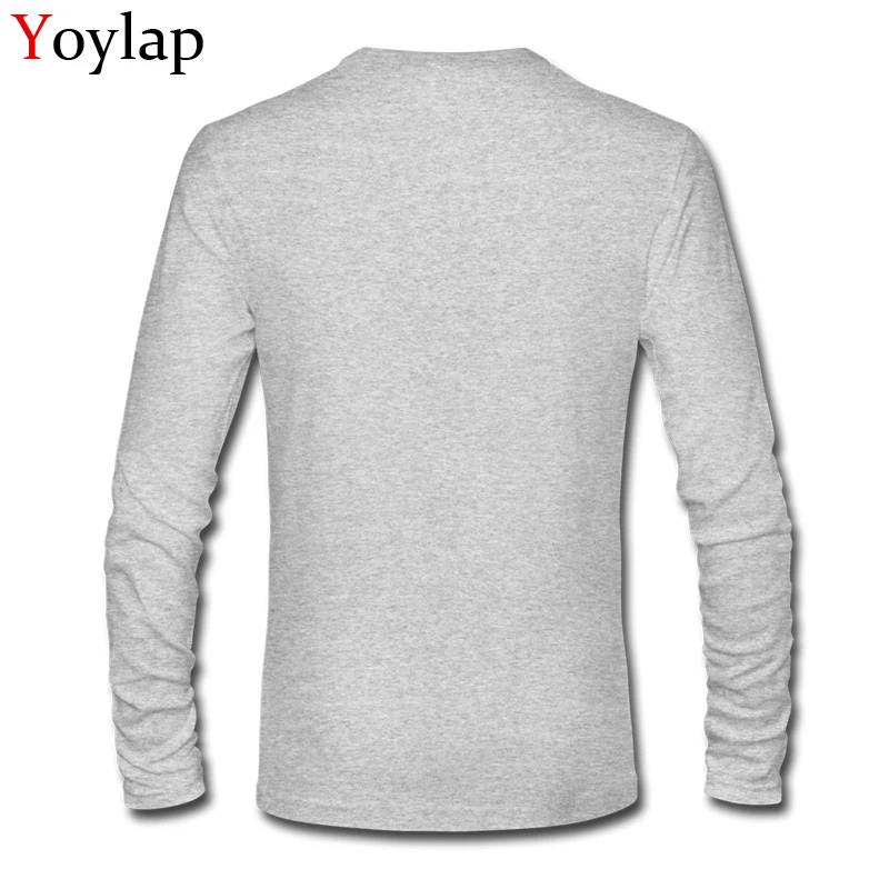 New York Cityscape Grayscale Picture Printed T-shirt For Men Long Sleeve O-neck Pure Cotton Top Tees Classic