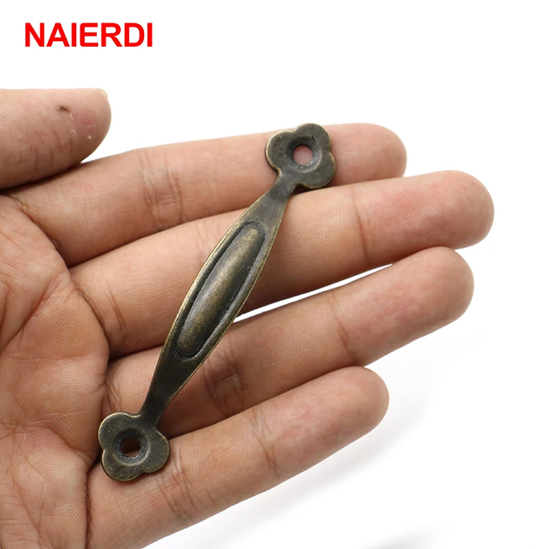 NAIERDI 2PCS Antique Furniture Handles Drawer Door Knobs Jewelry Box Bronze Cabinet Pulls Cupboard Wooden Vintage Hardware