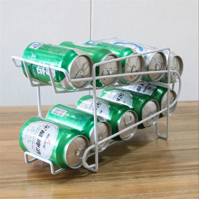 Metal Beverage Beer Rack Storage Organizer Holder can tank Kitchen Finishing Refrigerator Fridge Pantry Space Saver Tools