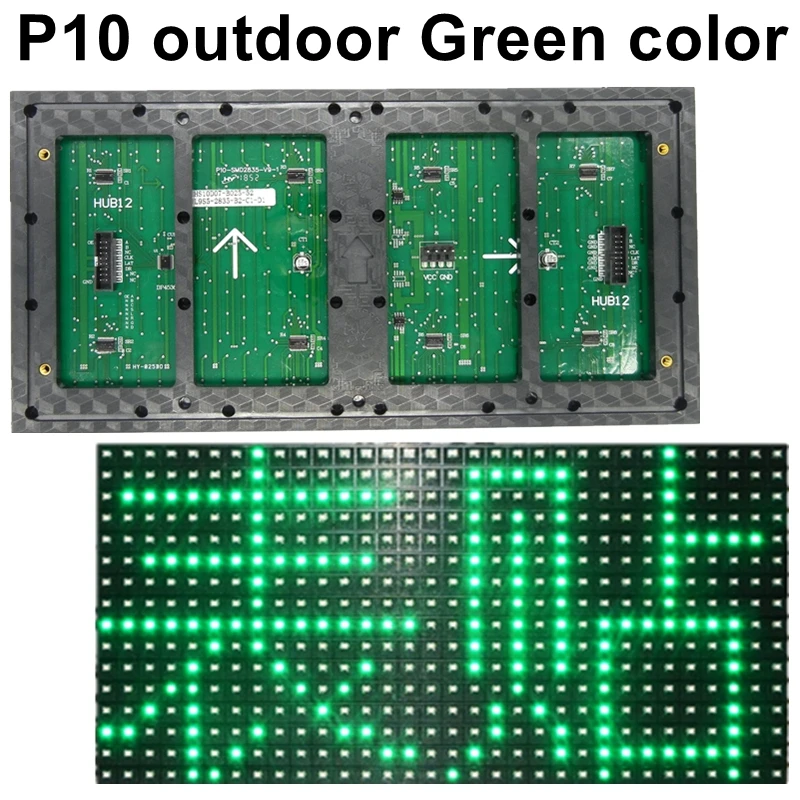 P10 Green Color Outdoor LED Text Display Module Waterproof High Brightness 320x160mm For Led Lintel Shop Advertising Screen