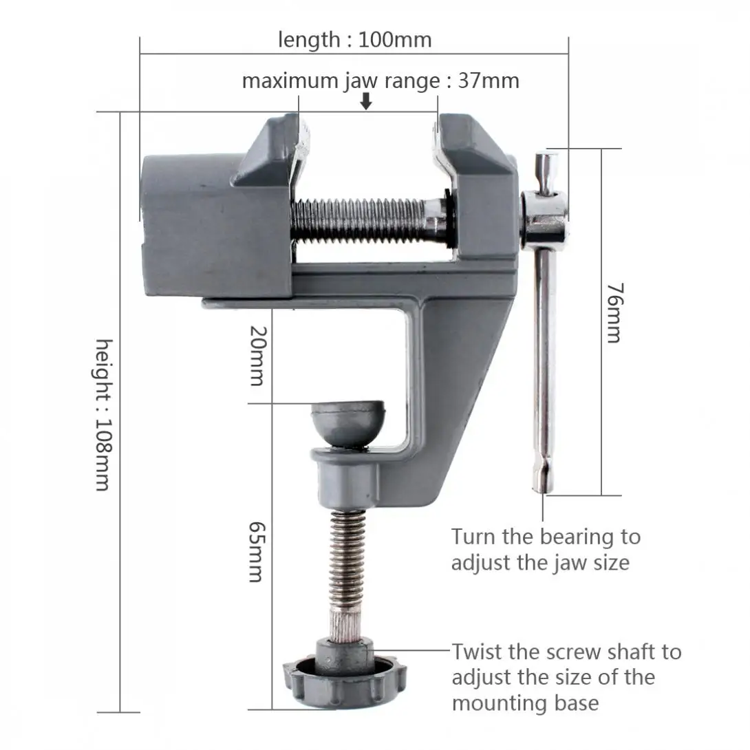 Mini Portable Aluminum Craft Screw Bench Vise with Swivel Lock and Adjustable Handle for Fixing DIY Jewelries Craft Mould Repair