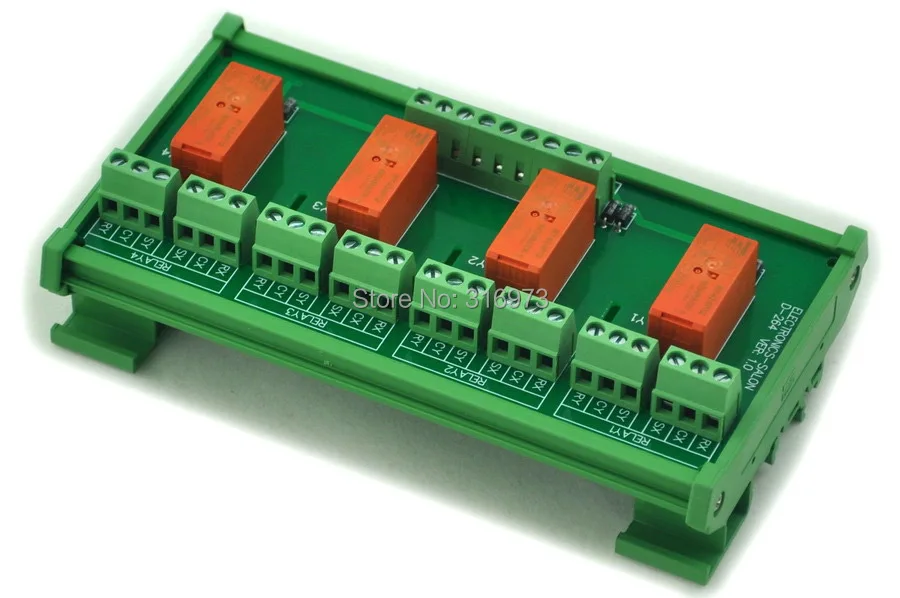 

DIN Rail Mount Passive Bistable/Latching 4 DPDT 8A Power Relay Module, 24V Version