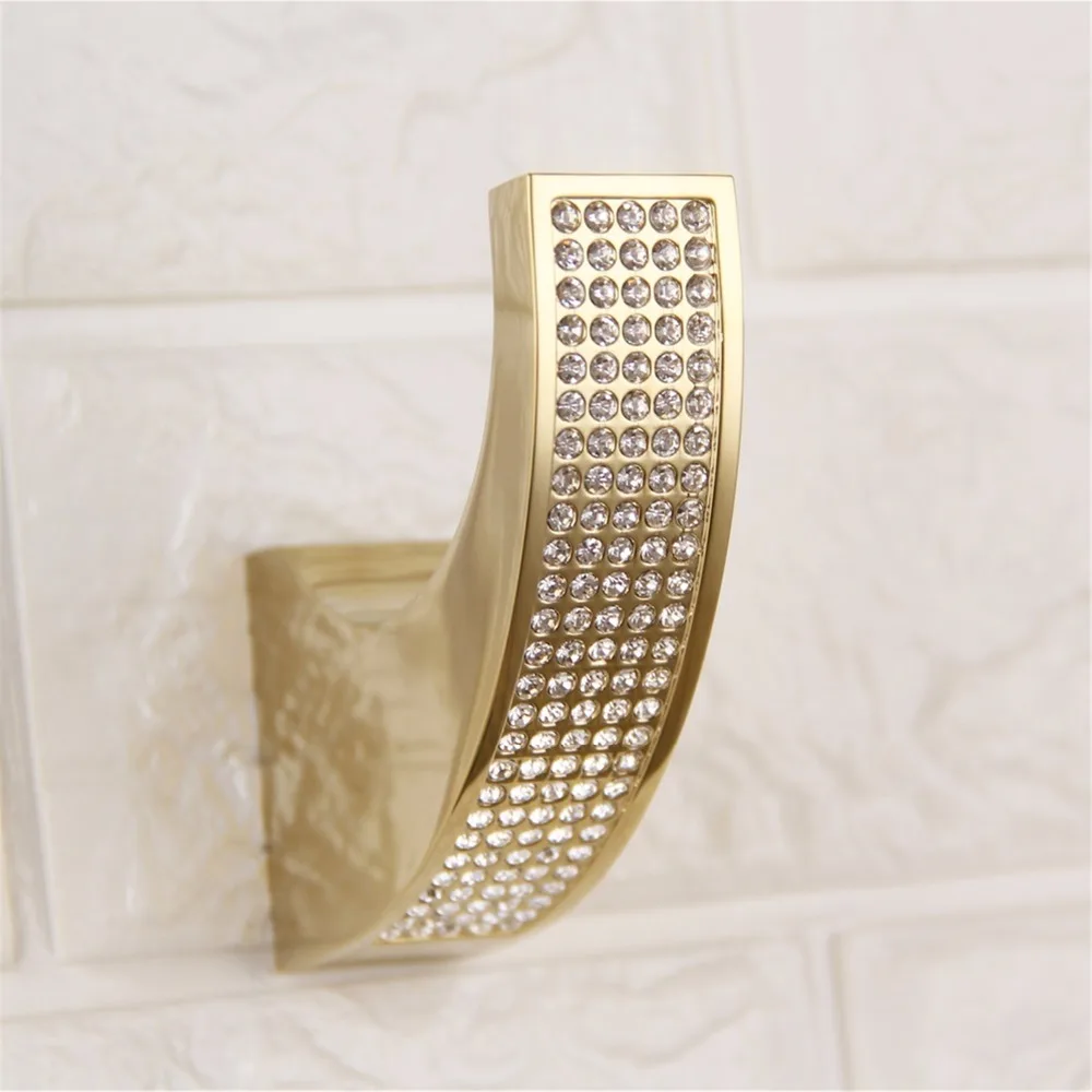 Czech Crystal Bathroom Hardware Set Robe Hook Towel Rail Rack Bar Shelf Toothbrush Holder Bathroom Accessories Gold/Chrome