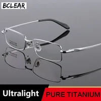 BCLEAR gafas clásicas de titanio puro, montura de gafas para hombre, gafas graduadas ópticas, lentes de lectura transparentes, gafas masculinas