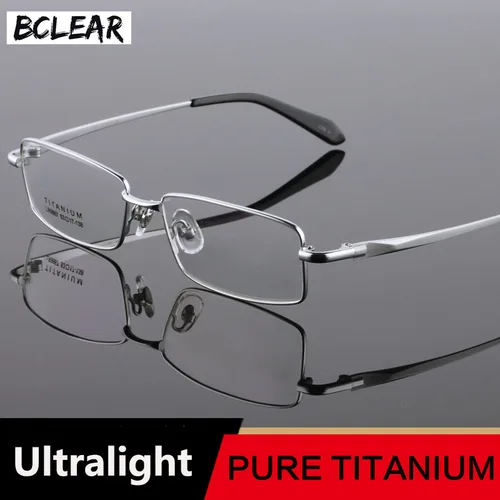 BCLEAR gafas clásicas de titanio puro, montura de gafas para hombre, gafas graduadas ópticas, lentes de lectura transparentes, gafas masculinas