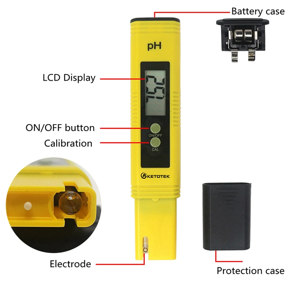 Digital PH Meter 0.00-14.0 Automatic Calibration TDS Tester 1-9990PPM Titanium Probe Water Quality Test Monitor Aquarium Pool