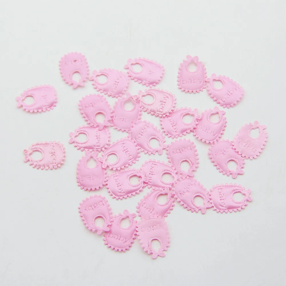 100Pcs Blue/Pink Cute Baby Shower Table Sprinkles Confetti Decoration Fabric BABY BIB Birthday Party Decor Supplies