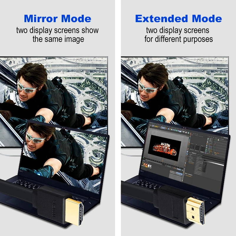 Shuliancable-كابل hdmi مسطح مطلي بالذهب ، موزع 2.0 ، لكابل إيثرنت ثلاثي الأبعاد 1080 بكسل لجهاز فك التشفير PS3 TV DVD Xbox