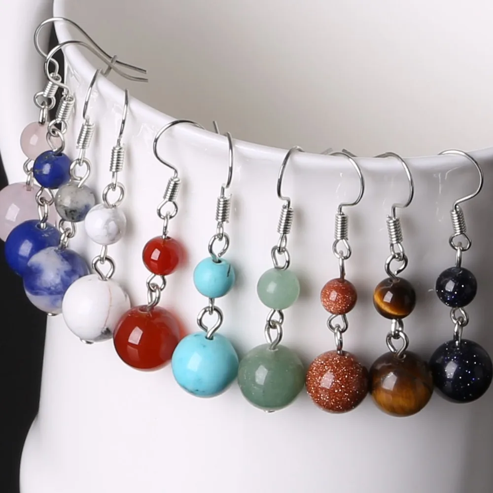 New Fashion Earrings for girl Natural Stone Beads Dangle Long Lady drop Earrings for Jewelry Making Women DIY Charms Ear crafts