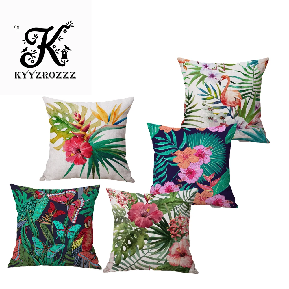 

Fashion High Quality Cotton Linen Tropical plant Flowers Grass Decorative Throw Pillow Case Cushion Cover Sofa Home Decor