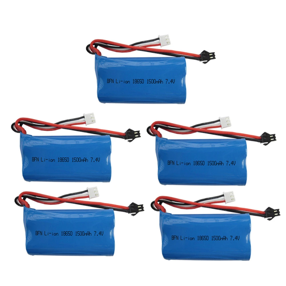 

Литий-Полимерный Аккумулятор 7,4 В, 1500 мАч для Udi U12A Syma S033g Q1 Tianke H100 7,4, 5 шт., литий-полимерный аккумулятор 18650 7,4 В, 1500 мАч, 15C, SM разъем