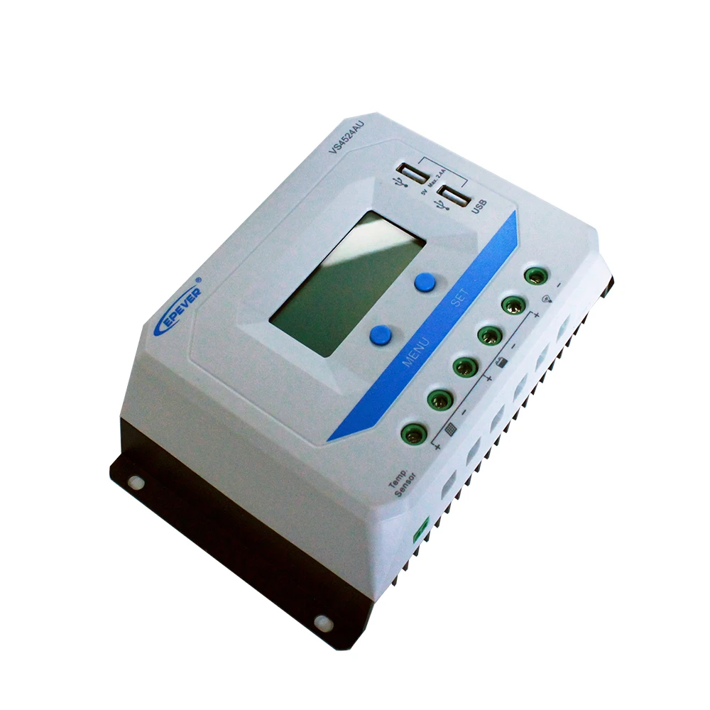 Imagem -03 - Epever 45a Controlador Solar 12v 24v Auto Vs4524au Pwm Controlador de Carga com Construído em Display Lcd e Duplo Usb 5v Porto