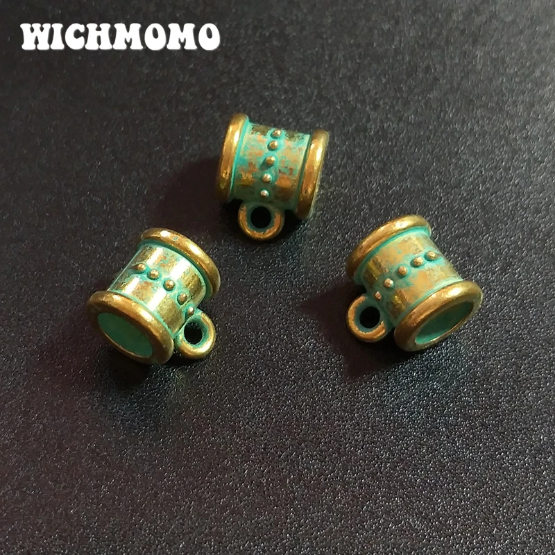 5pcs/bag 15MM Retro Patina Plated Zinc Alloy Green Big Hole Connector Beads For DIY Jewelry Accessories