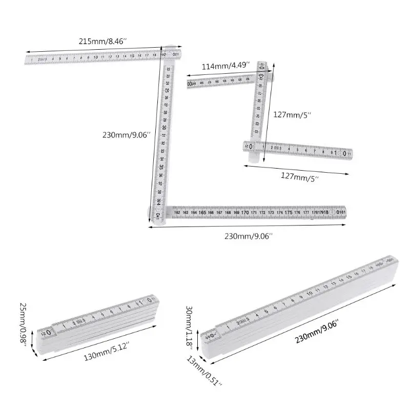 1M 2M 10-parts Folding Carpenters Ruler Lightweight Compact Measuring Stick Slide Fold Up for Woodworking