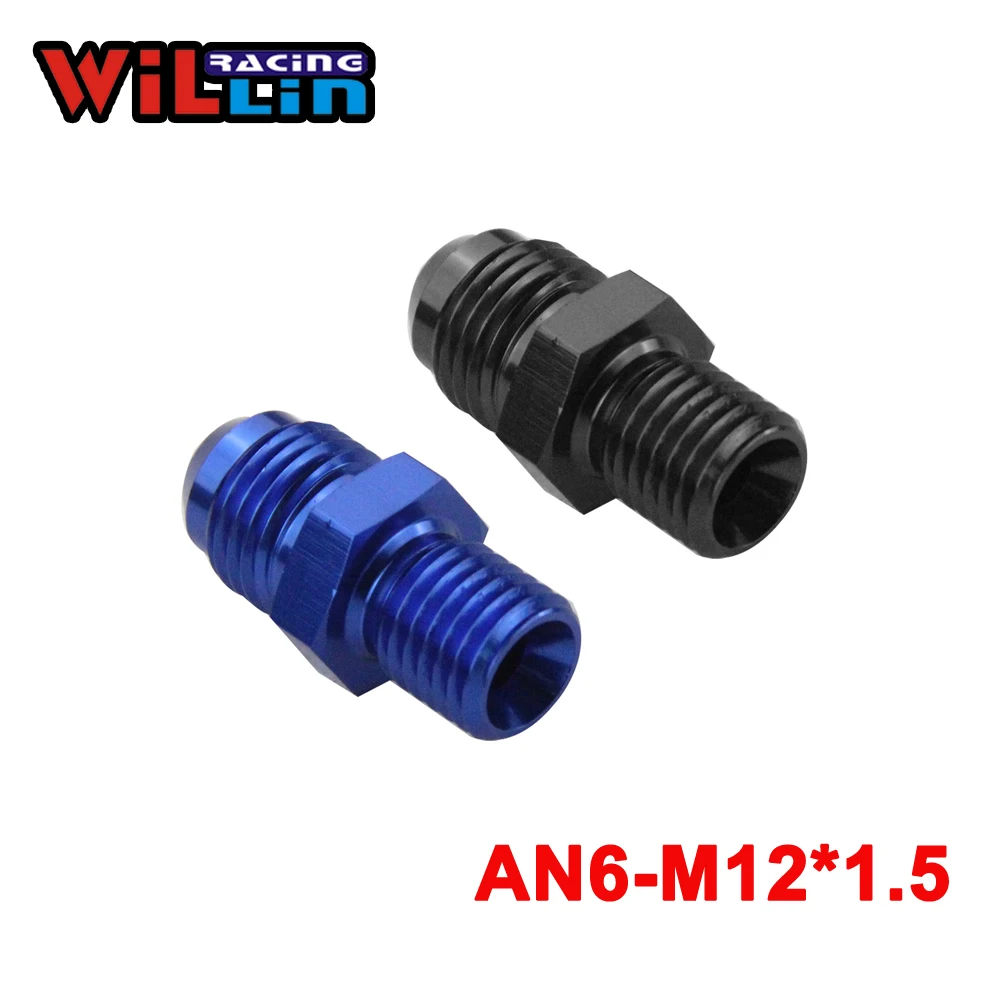 WILLIN -2 шт/уп. Male 6AN6 Flare to m12x1, 5 (мм) метрический прямой фитинг AN 6 до M12 * 1.5 порт. Адаптер Blue/ черный-816-06-123