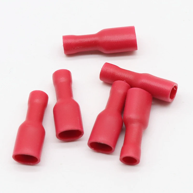 200pcs 100 Red + 100 Blue Fully Insulated 4.8mm Female Spade Connector Crimp Terminal