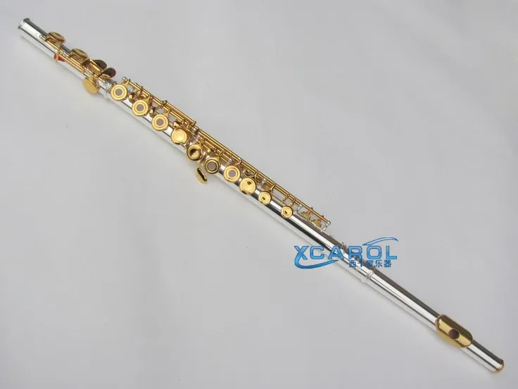 Advanced New 16 open hole Flute C key +E Gold Plate Keys with Silver plate Body