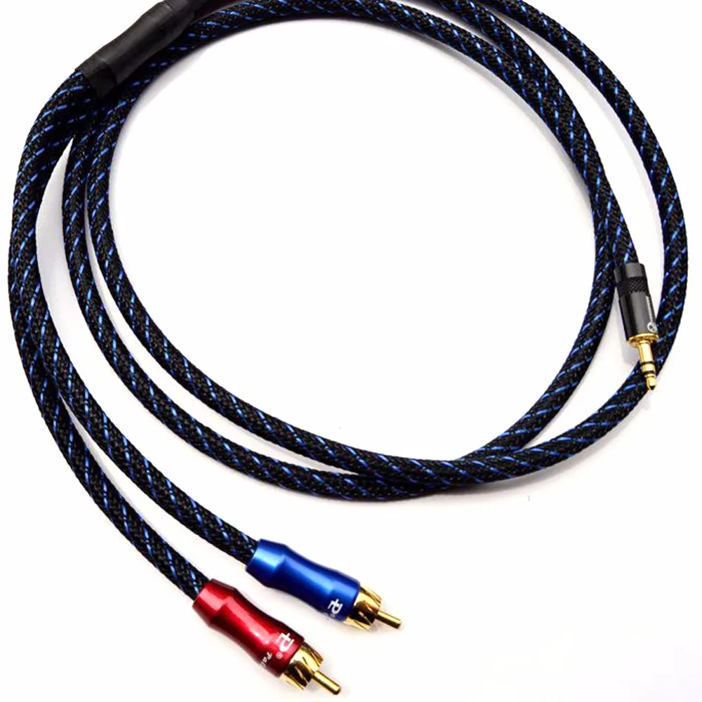 Cable adaptador de Audio Haldane macho a 2 RCA macho, 3,5mm, 5N 99.99% OFC, Cable de Audio de cobre