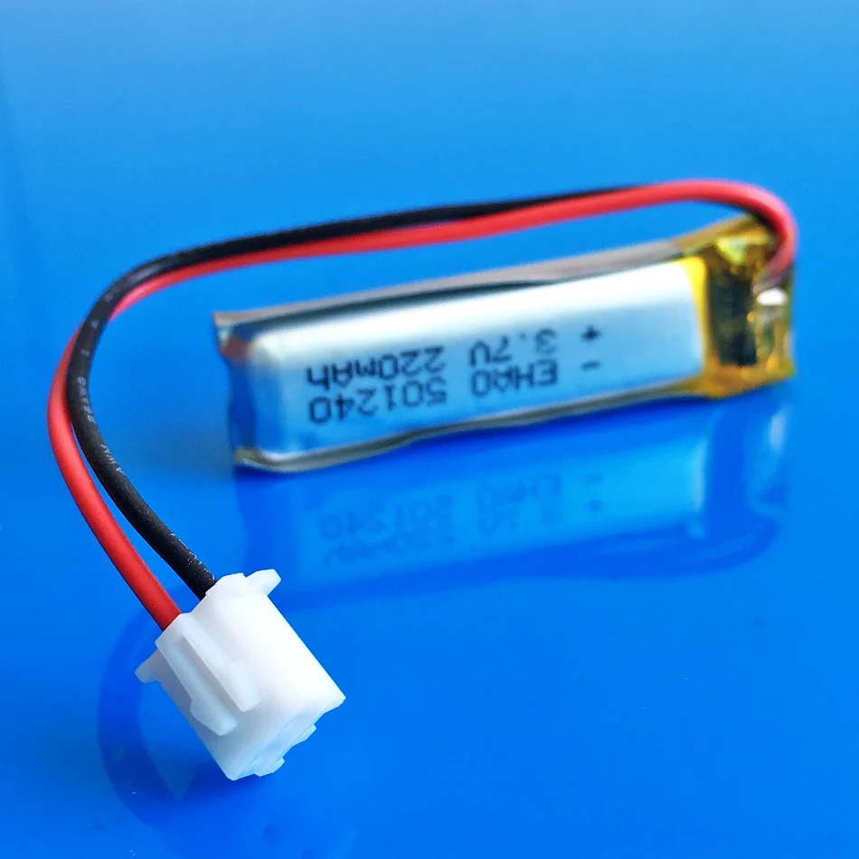 3.7V 220mAh Lipo Battery Rechargeable 501240 + JST 2.54mm 2Pin Plug Customized wholesale CE FCC ROHS MSDS quality certification