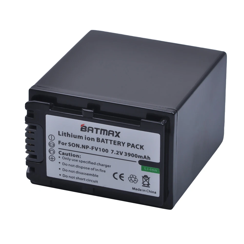 Batmax 3900mAh NP-FV100 Battery+LCD USB Charger for Sony DCR-SR15 SX15 FDR-AX100 HDR-CX105 HDR-XR550/E HDR-XR350E