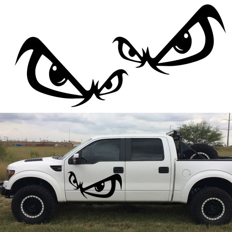 2pcs/set Hot No Fear Car Door Sticker Vinyl Decal Bad Boy Eyes Reflective (2 Decals) Black White Wall Decals For Tile Mural D924