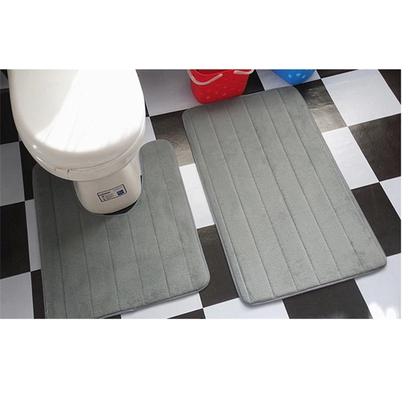 2pcs/set Simple Floor Mat For Toilet U Shape Bathroom Carpet WC Footmat Closestool Bath Mat Soft Bathroom Carpet tapete banheiro