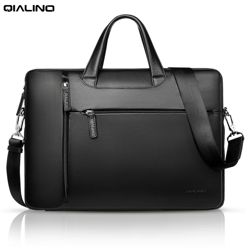 QIALINO Luxury Hight Quality Leather Briefcase for 15\