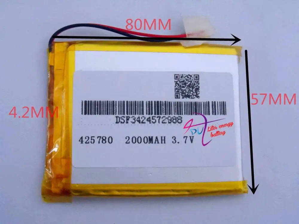 

best battery brand Size 425780 3.7V 2000mah tablet battery with Protection Board For MP4 GPS Tablet PCs PDA Free Sh